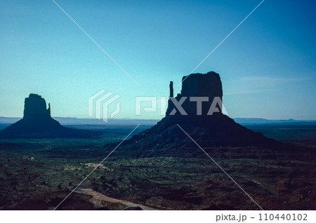 Natural landscape of limestone and sandstone rock formations inside a national parks in utah and arizona in north america in summer 110440102
