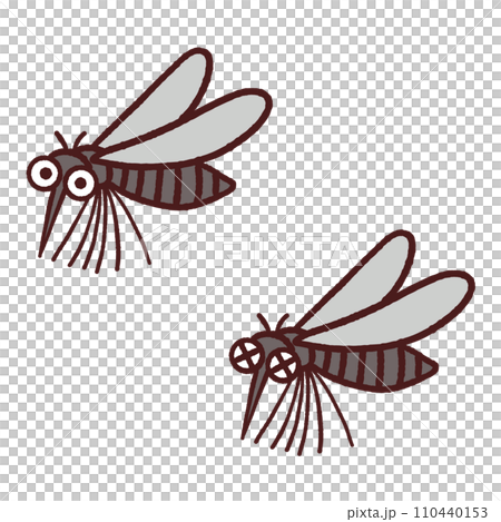 Cute illustrations of healthy mosquitoes and killed mosquitoes 110440153