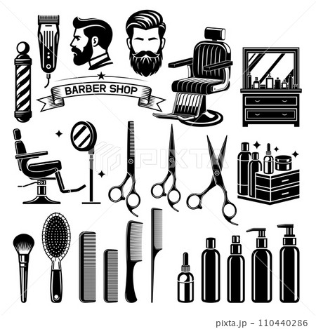 Vintage barber shop symbol icon elements 110440286