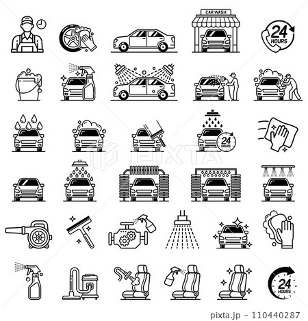 car washing service shop line art icon style 110440287