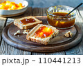 Artisanal Pumpkin and walnuts Jam on Toasts 110441213