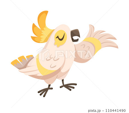 Cute Bird with Feathers Singing Song Vector Illustration Cute Bird with Feathers Singing Song Vector Illustration 110441490
