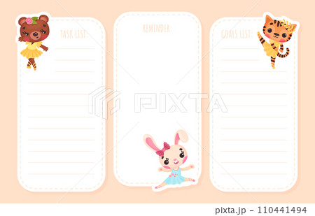 Empty Note Card with Animal Ballerina Character with Pretty Snout Vector Template 110441494