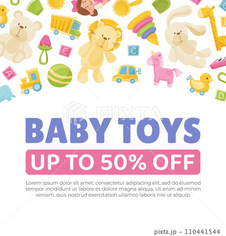 Baby Toy Store and Shop Banner Design Vector Template 110441544