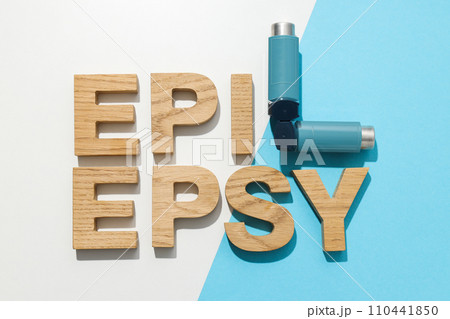 Epilepsy day written in wooden letters with inhalers Epilepsy day written in wooden letters with inhalers 110441850