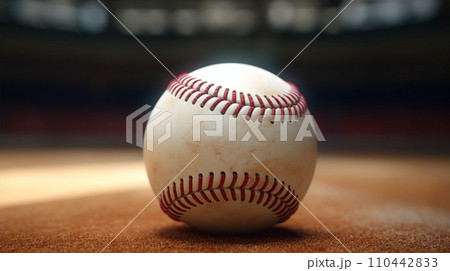 野球ボールとスタジアムのマウンド Baseball on mound stadium AI生成画像 110442833