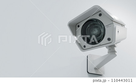 CCTV camera on white background. Scan the area for surveillance purposes. Can be used background in security work. 3D Render 110443011