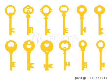 Yellow keys set isolated on white background....のイラスト素材 [110444514] - PIXTA