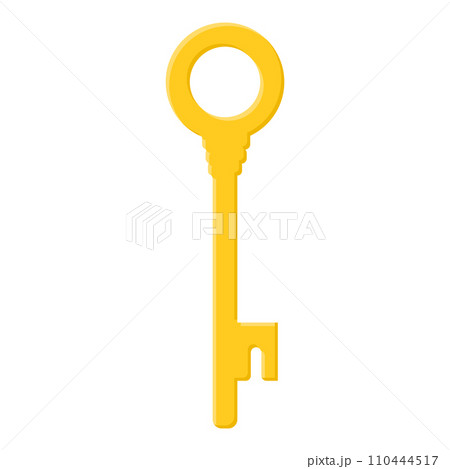 Yellow golden key isolated on white background. Cartoon style. Vector illustration for any design. Yellow golden key isolated on white background. Cartoon style. Vector illustration for any design. 110444517