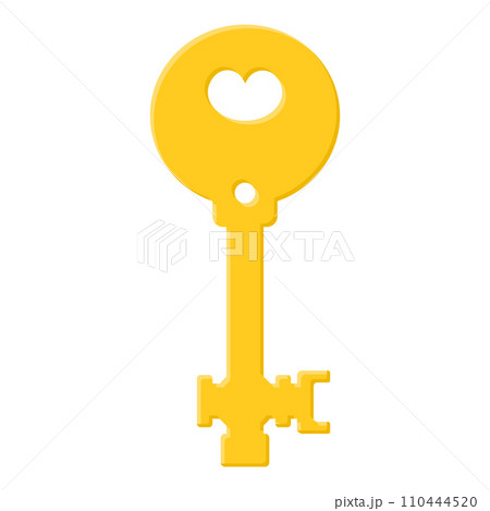 Yellow key isolated on white background. Cartoon style. Vector illustration for any design. 110444520