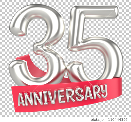 Happy Anniversary Number Silver 3D Render 110444595