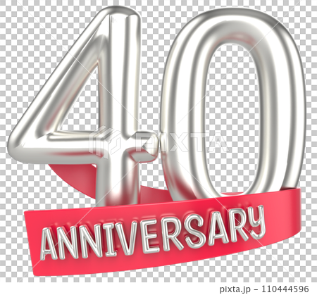 Happy Anniversary Number Silver 3D Render 110444596