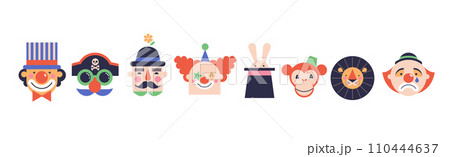 Circus, Carnival, Street Festival, Purim Carnival concept illustrations, elements and icons. Cute 110444637