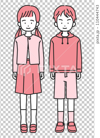Elementary school boy and girl Elementary school boy and girl 110444743