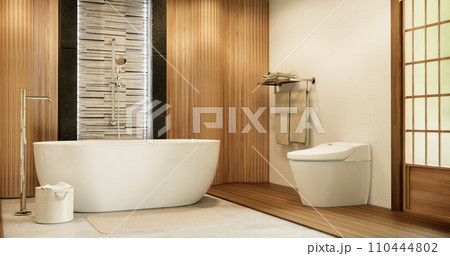 The Bath and toilet on bathroom japanese style. 110444802