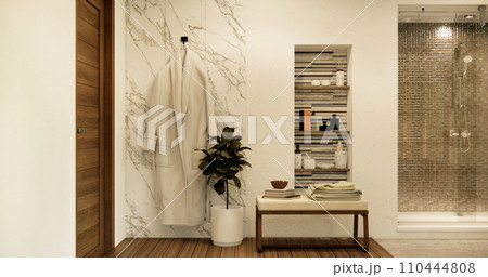 Toilet and decoartion on modern zen toilet room japan style. 110444808