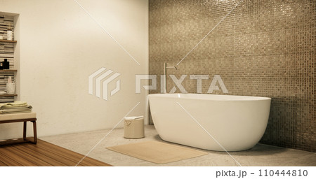 The Bath and toilet on bathroom japanese style. 110444810