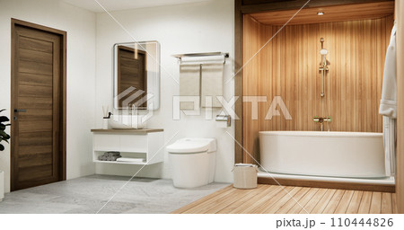 The Bath and toilet on bathroom japanese style. 110444826