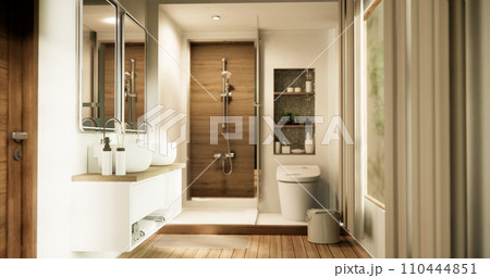 Hand washing sink in the bathroom modern japan style. 110444851