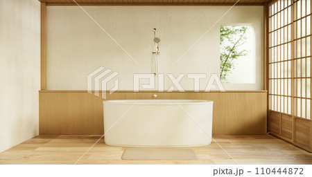 The Bath and toilet on bathroom japanese style. 110444872