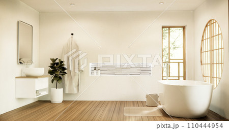 The Bath and toilet on bathroom japanese style. 110444954