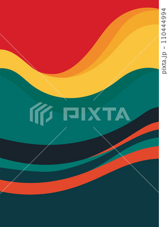 Abstract background with colorful waves in retro style. Vintage bauhaus or scandinavian color swirls. Abstract background with colorful waves in retro style. Vintage bauhaus or scandinavian color swirls. 110444994