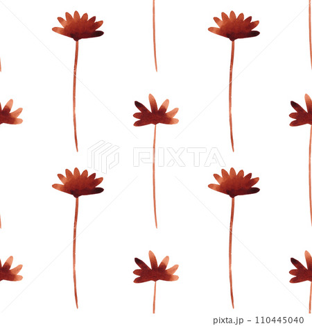 Autumn flowers on a thin stem. Gerberas in watercolor. Floral seamless pattern Autumn flowers on a thin stem. Gerberas in watercolor. Floral seamless pattern 110445040