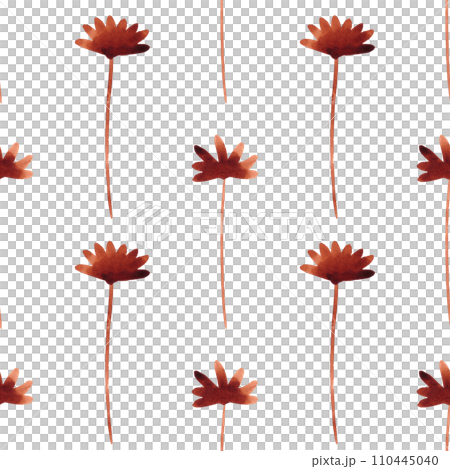 Autumn flowers on a thin stem. Gerberas in watercolor. Floral seamless pattern Autumn flowers on a thin stem. Gerberas in watercolor. Floral seamless pattern 110445040