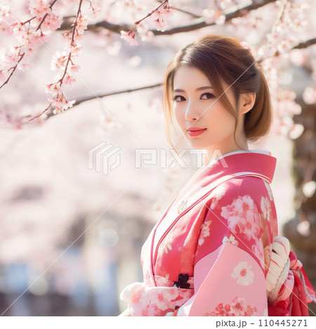 振袖姿の女性 110445271