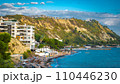 currilave beach shoreline with hotels in Durres, Albania during sunset 110446230