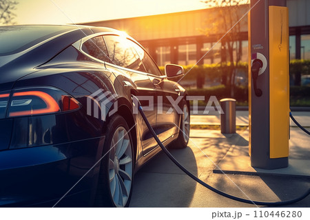 Charging Electric Car. Charge an Electric Car. Powered car charging station. 110446280