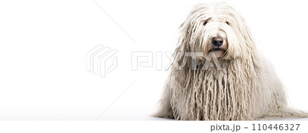 Komondor Hungarian Shepherd purebred beautiful breed of dog, background nature 110446327