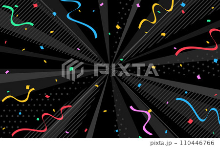 紙吹雪が舞うポップな黒色の放射状の線 110446766