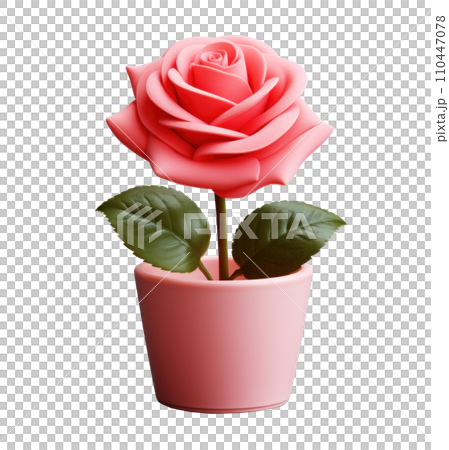 red rose in a pink pot isolated red rose in a pink pot isolated 110447078