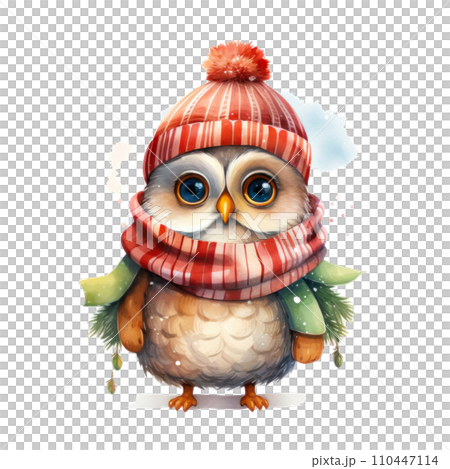 happy christmas owl, isolated 110447114