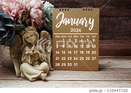 January 2024 annual monthly desk calendar for planning and management 110447188