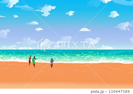 ビーチで遊ぶ人たちのイラストのイラスト素材 [110447389] - PIXTA