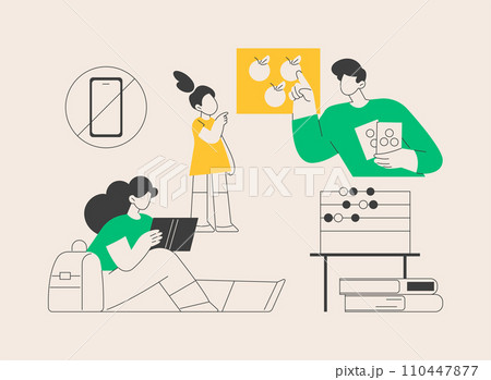 Low tech parenting abstract concept vector illustration. 110447877