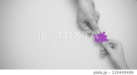 World autism awareness day. Hands holding puzzle 110448496