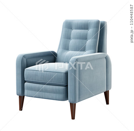 a blue recliner chair with legs isolated 110448587