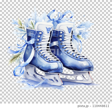 a christmas cards for an ice hockey team with skates 110448611