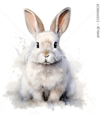 watercolor painted bunny rabbit isolatedのイラスト素材 [110448619] - PIXTA