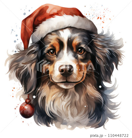 happy christmas dog, cute dog christmas clipart, isolated happy christmas dog, cute dog christmas clipart, isolated 110448722