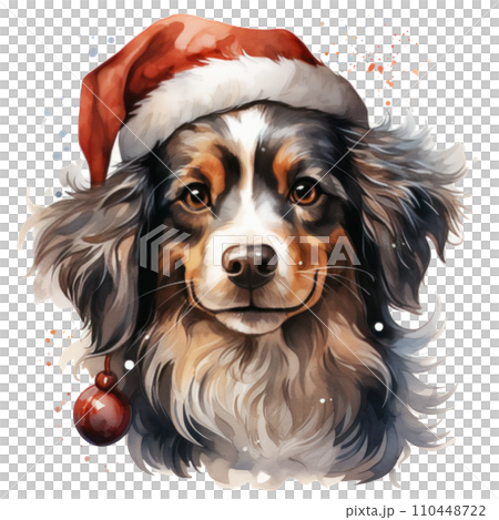 happy christmas dog, cute dog christmas clipart, isolated happy christmas dog, cute dog christmas clipart, isolated 110448722