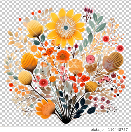 the round bouquet of flowers has floral ornaments on it, 110448727