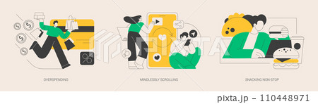 Addictive habits abstract concept vector illustrations. Addictive habits abstract concept vector illustrations. 110448971