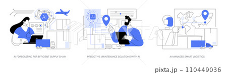 AI in Supply Chain Management abstract concept vector illustrations. 110449036