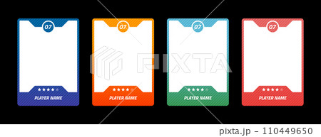 Collection of team card frames. Trade borders for online games, sports and business events. The pack of elements is applicable to hockey, football and basketball. Set of vector templates. Collection of team card frames. Trade borders for online games, sports and business events. The pack of elements is applicable to hockey, football and basketball. Set of vector templates. 110449650