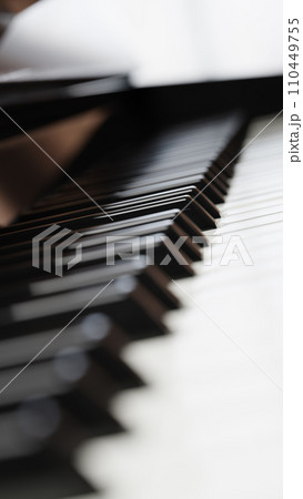 Close-up piano keyboard with selective focus. 3d rendering 110449755