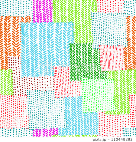 Seamless background of knitted pieces. hand drawing. Not AI . Vector illustration Seamless background of knitted pieces. hand drawing. Not AI . Vector illustration 110449892